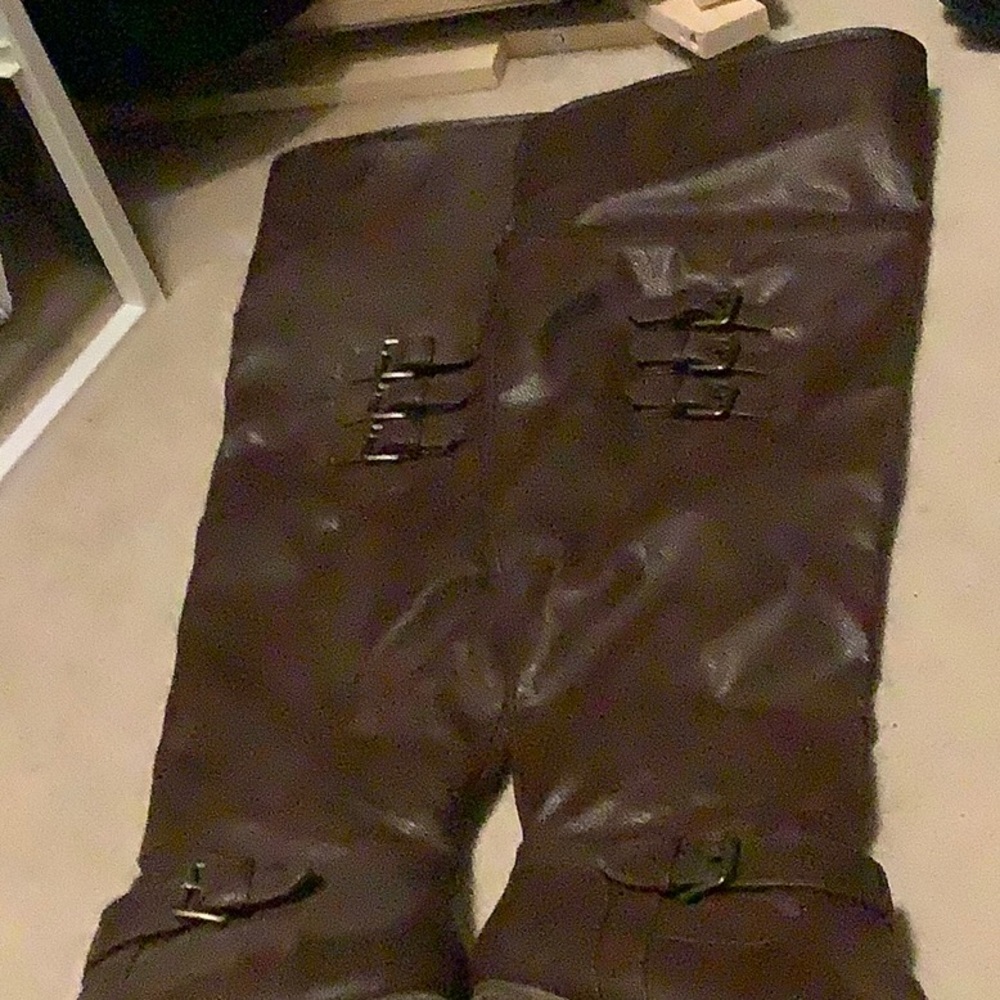 Womens tall over the knee brown MIA boots zip buckle 8.5
